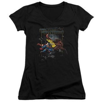 Superman Showdown - Juniors V-Neck T-Shirt Juniors V-Neck T-Shirt Superman   