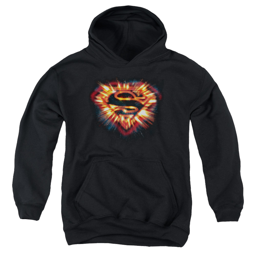 Superman Space Burst Shield - Youth Hoodie Youth Hoodie (Ages 8-12) Superman   