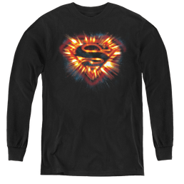 Superman Space Burst Shield - Youth Long Sleeve T-Shirt Youth Long Sleeve T-Shirt Superman   