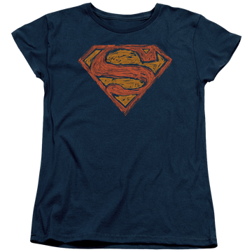 Navy women's t-shirt with Superman Messy S graphic