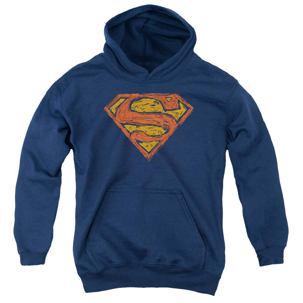 Superman Messy S - Youth Hoodie Youth Hoodie (Ages 8-12) Superman   