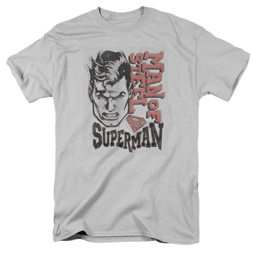 Silver men's regular fit t-shirt with Superman Retro Lines graphic