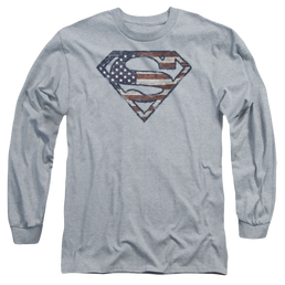Superman Wartorn Flag - Men's Long Sleeve T-Shirt Men's Long Sleeve T-Shirt Superman   