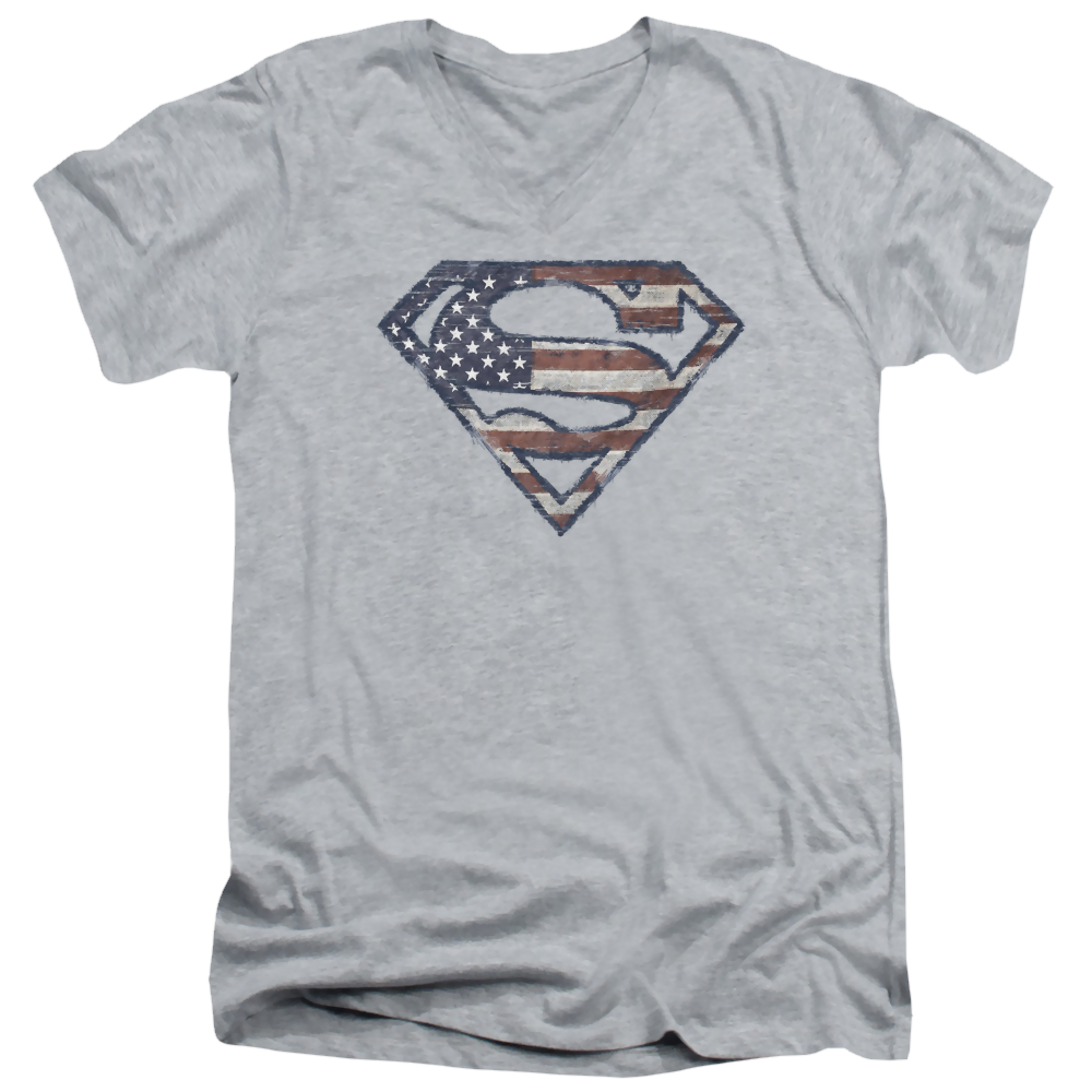 Superman Wartorn Flag - Men's V-Neck T-Shirt Men's V-Neck T-Shirt Superman   