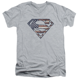 Superman Wartorn Flag - Men's V-Neck T-Shirt Men's V-Neck T-Shirt Superman   