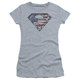 Superman Wartorn Flag - Juniors T-Shirt Juniors T-Shirt Superman   