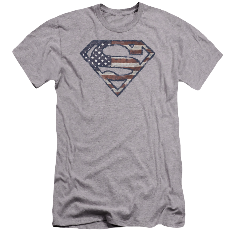 Superman Wartorn Flag - Men's Premium Slim Fit T-Shirt Men's Premium Slim Fit T-Shirt Superman   