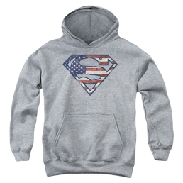Superman Wartorn Flag - Youth Hoodie Youth Hoodie (Ages 8-12) Superman   