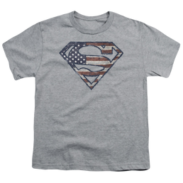 Superman Wartorn Flag - Youth T-Shirt Youth T-Shirt (Ages 8-12) Superman   