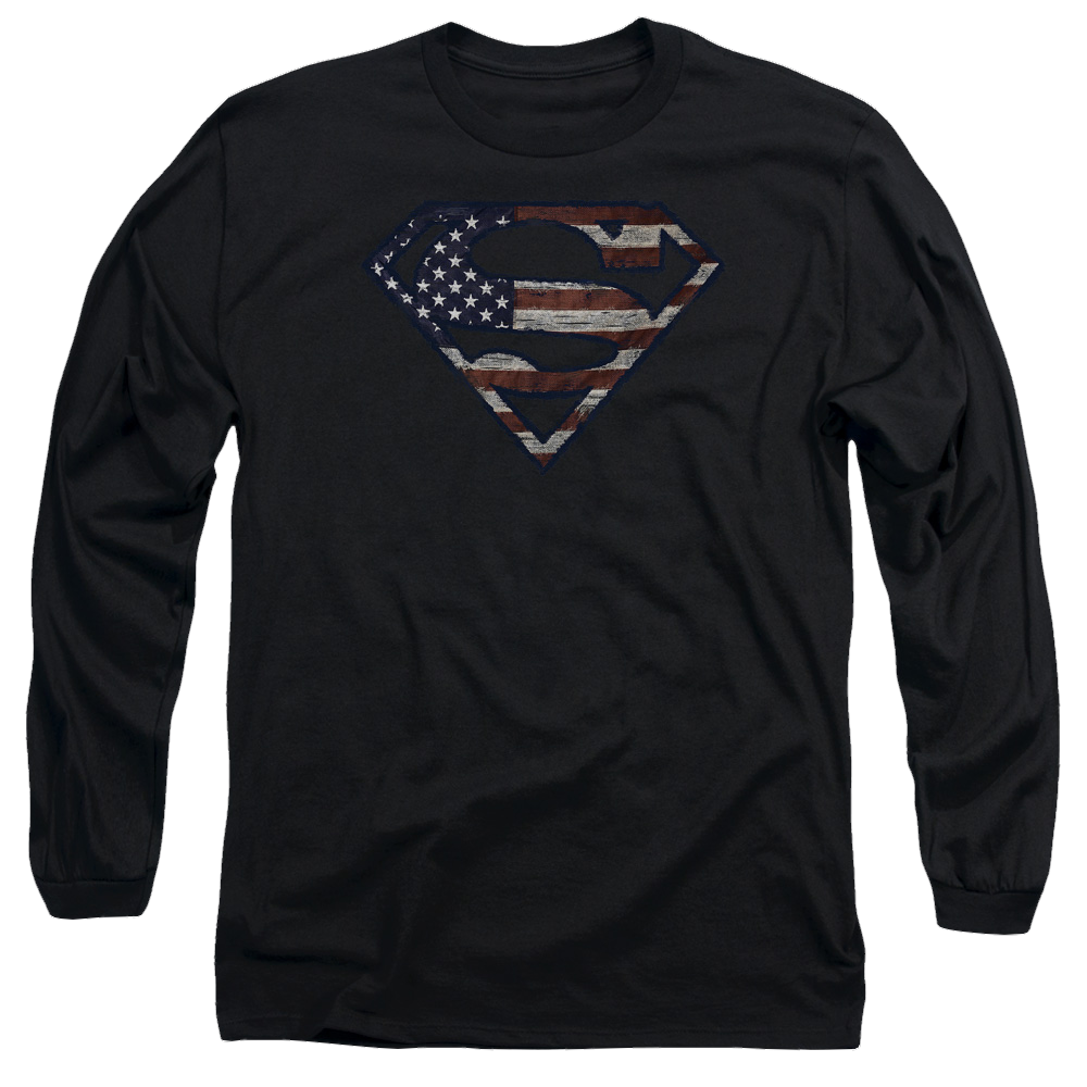 Superman Wartorn Flag - Men's Long Sleeve T-Shirt Men's Long Sleeve T-Shirt Superman   