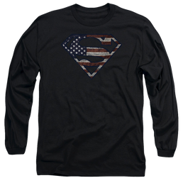 Superman Wartorn Flag - Men's Long Sleeve T-Shirt Men's Long Sleeve T-Shirt Superman   