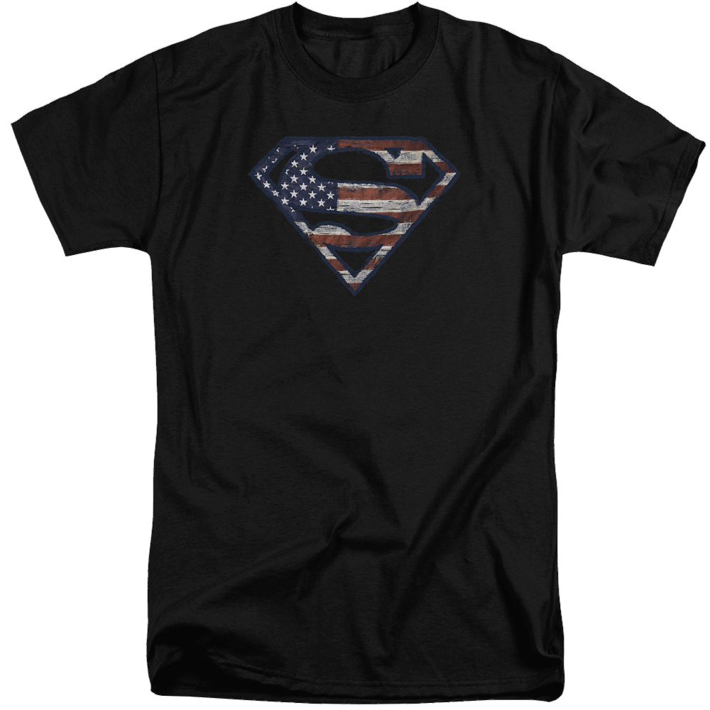 Superman Wartorn Flag - Men's Tall Fit T-Shirt Men's Tall Fit T-Shirt Superman   