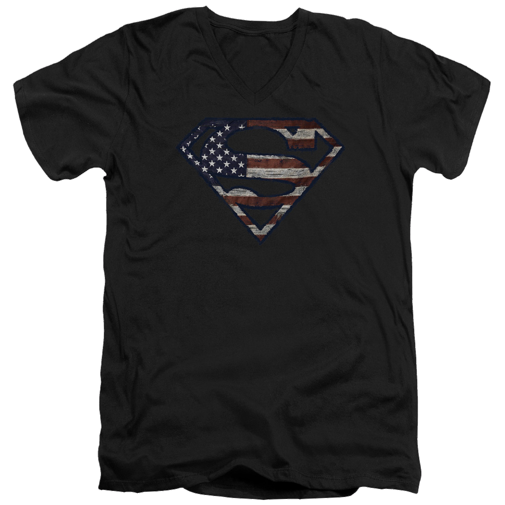 Superman Wartorn Flag - Men's V-Neck T-Shirt Men's V-Neck T-Shirt Superman   