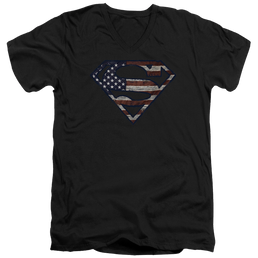 Superman Wartorn Flag - Men's V-Neck T-Shirt Men's V-Neck T-Shirt Superman   