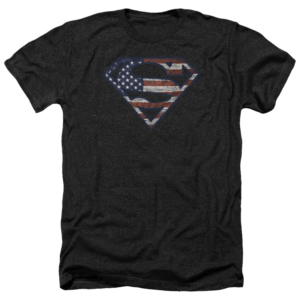 Superman Wartorn Flag - Men's Heather T-Shirt Men's Heather T-Shirt Superman   