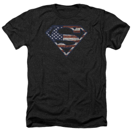 Superman Wartorn Flag - Men's Heather T-Shirt Men's Heather T-Shirt Superman   