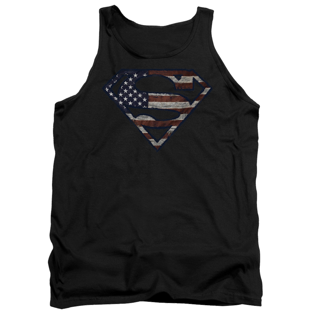 Superman Wartorn Flag - Men's Tank Top Men's Tank Superman   