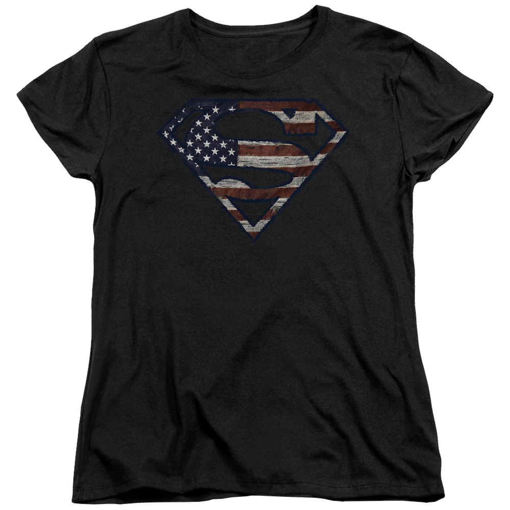 Superman Wartorn Flag - Women's T-Shirt Women's T-Shirt Superman   