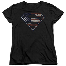 Superman Wartorn Flag - Women's T-Shirt Women's T-Shirt Superman   