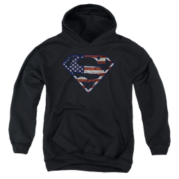 Superman Wartorn Flag - Youth Hoodie Youth Hoodie (Ages 8-12) Superman   