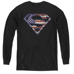Superman Wartorn Flag - Youth Long Sleeve T-Shirt Youth Long Sleeve T-Shirt Superman   