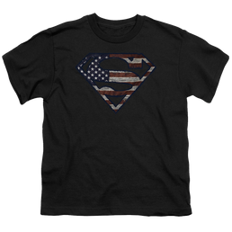 Superman Wartorn Flag - Youth T-Shirt Youth T-Shirt (Ages 8-12) Superman   