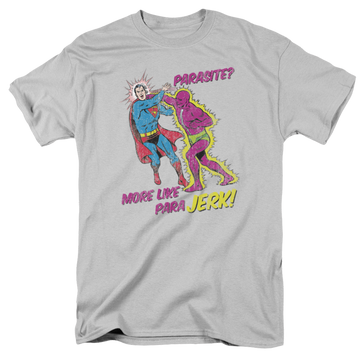 Silver men's regular fit t-shirt with Superman Parajerk graphic