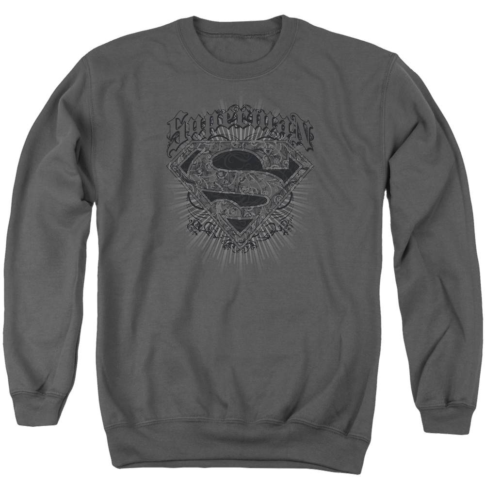 Superman Scrolling Shield - Men's Crewneck Sweatshirt Men's Crewneck Sweatshirt Superman   