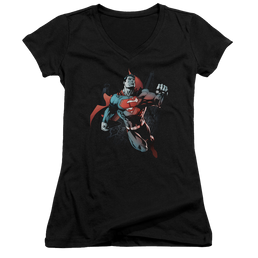 Superman Up In The Sky - Juniors V-Neck T-Shirt Juniors V-Neck T-Shirt Superman   