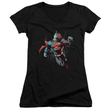 Superman Up In The Sky - Juniors V-Neck T-Shirt Juniors V-Neck T-Shirt Superman   