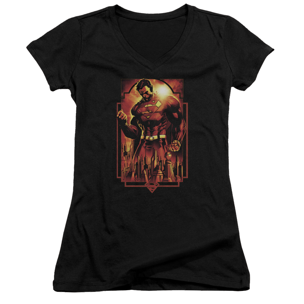 Superman Metropolis Deco - Juniors V-Neck T-Shirt Juniors V-Neck T-Shirt Superman   
