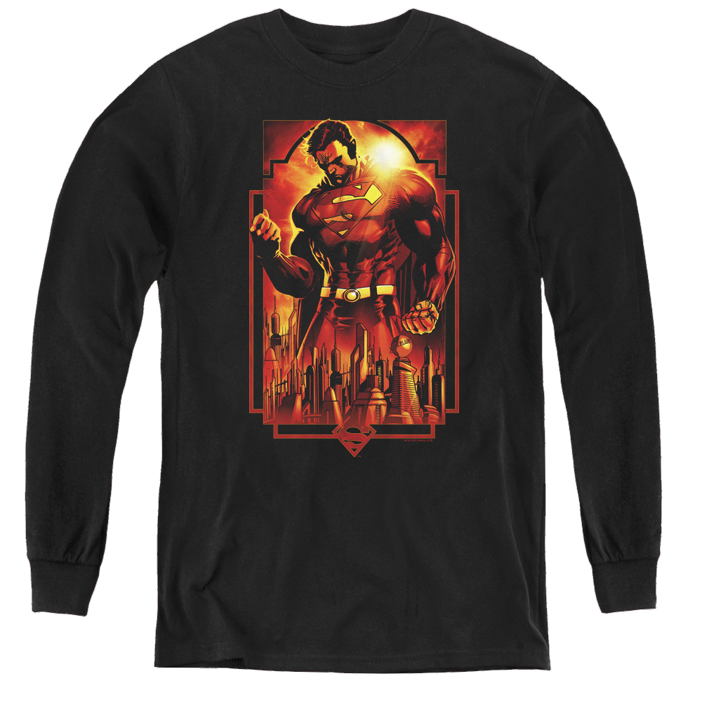Superman Metropolis Deco - Youth Long Sleeve T-Shirt Youth Long Sleeve T-Shirt Superman   