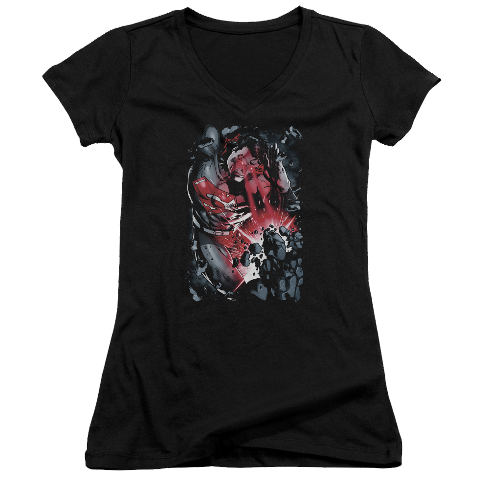 Superman Heat Blast - Juniors V-Neck T-Shirt Juniors V-Neck T-Shirt Superman   