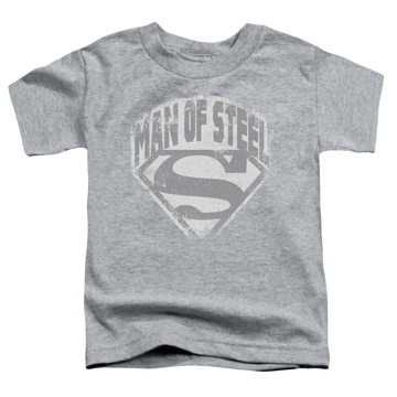 Athletic heather toddler t-shirt with Superman Man Of Steel Shield graphic