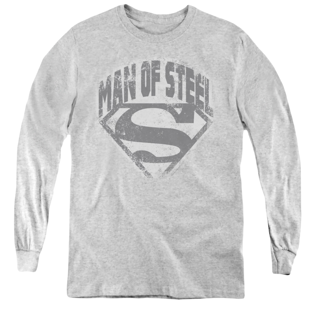 Superman Man Of Steel Shield - Youth Long Sleeve T-Shirt Youth Long Sleeve T-Shirt Superman   
