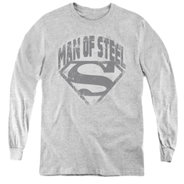 Superman Man Of Steel Shield - Youth Long Sleeve T-Shirt Youth Long Sleeve T-Shirt Superman   