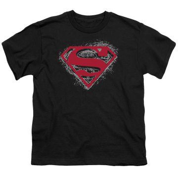 Black kid's t-shirt for ages 4 to 7 with Superman Hardcore Noir Shield graphic