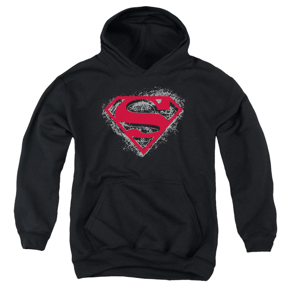 Superman Hardcore Noir Shield - Youth Hoodie Youth Hoodie (Ages 8-12) Superman   