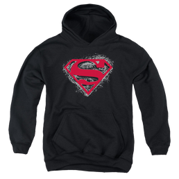 Superman Hardcore Noir Shield - Youth Hoodie Youth Hoodie (Ages 8-12) Superman   