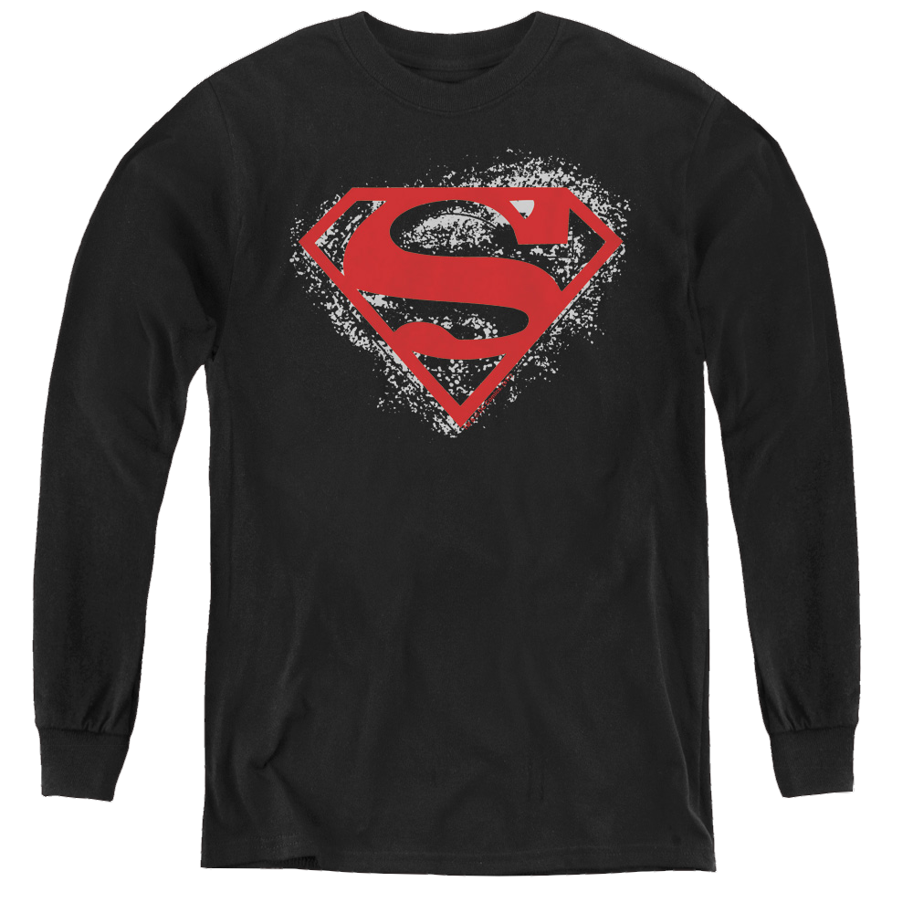 Superman Hardcore Noir Shield - Youth Long Sleeve T-Shirt Youth Long Sleeve T-Shirt Superman   