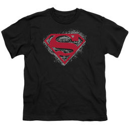 Superman Hardcore Noir Shield - Youth T-Shirt Youth T-Shirt (Ages 8-12) Superman   