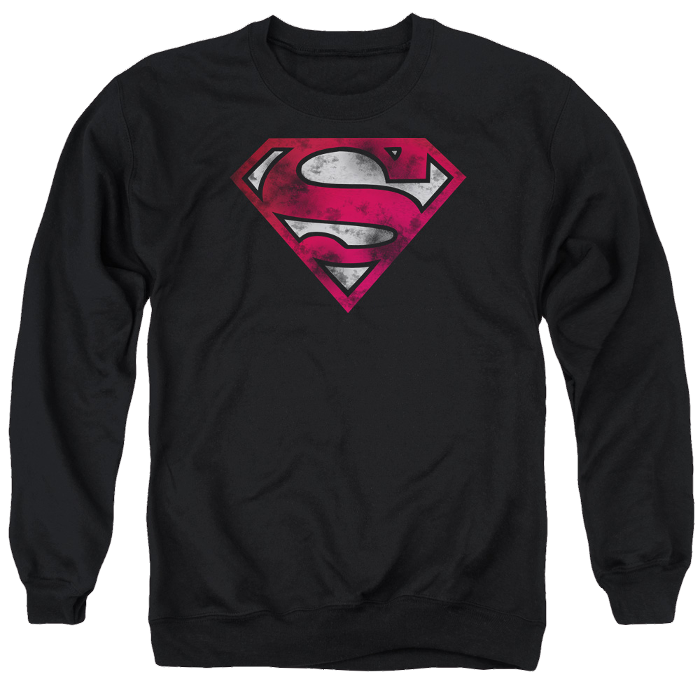 Superman War Torn Shield - Men's Crewneck Sweatshirt Men's Crewneck Sweatshirt Superman   