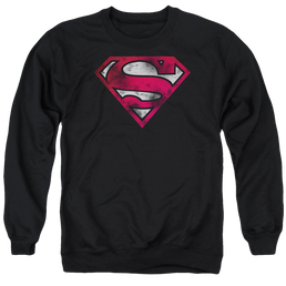 Superman War Torn Shield - Men's Crewneck Sweatshirt Men's Crewneck Sweatshirt Superman   