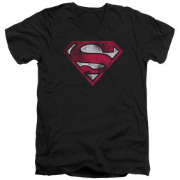 Superman War Torn Shield - Men's V-Neck T-Shirt Men's V-Neck T-Shirt Superman   