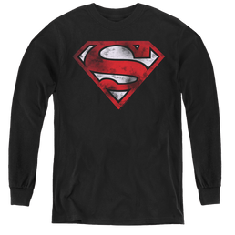 Superman War Torn Shield - Youth Long Sleeve T-Shirt Youth Long Sleeve T-Shirt Superman   