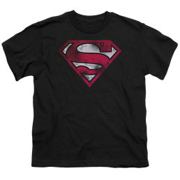 Superman War Torn Shield - Youth T-Shirt Youth T-Shirt (Ages 8-12) Superman   