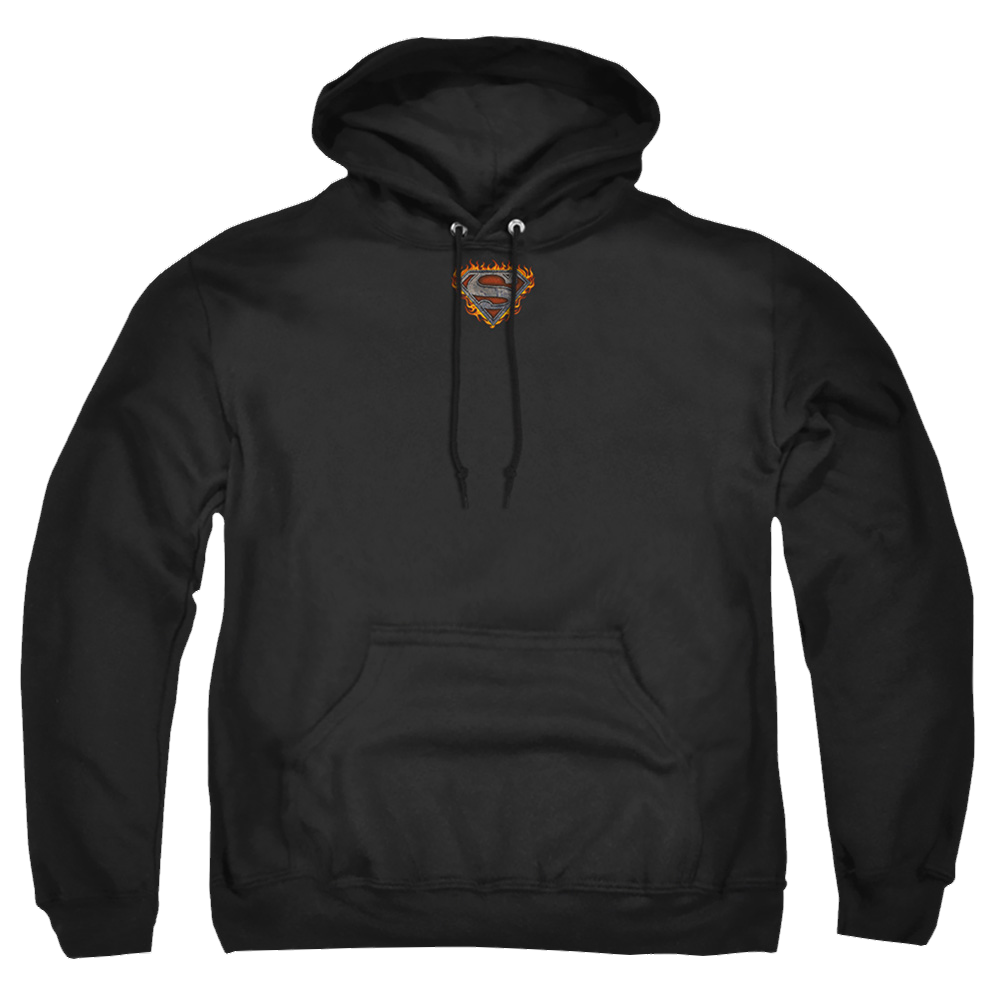 Superman Iron Fire Shield - Pullover Hoodie Pullover Hoodie Superman   