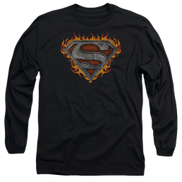 Superman Iron Fire Shield - Men's Long Sleeve T-Shirt Men's Long Sleeve T-Shirt Superman   