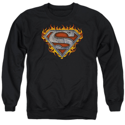 Superman Iron Fire Shield - Men's Crewneck Sweatshirt Men's Crewneck Sweatshirt Superman   