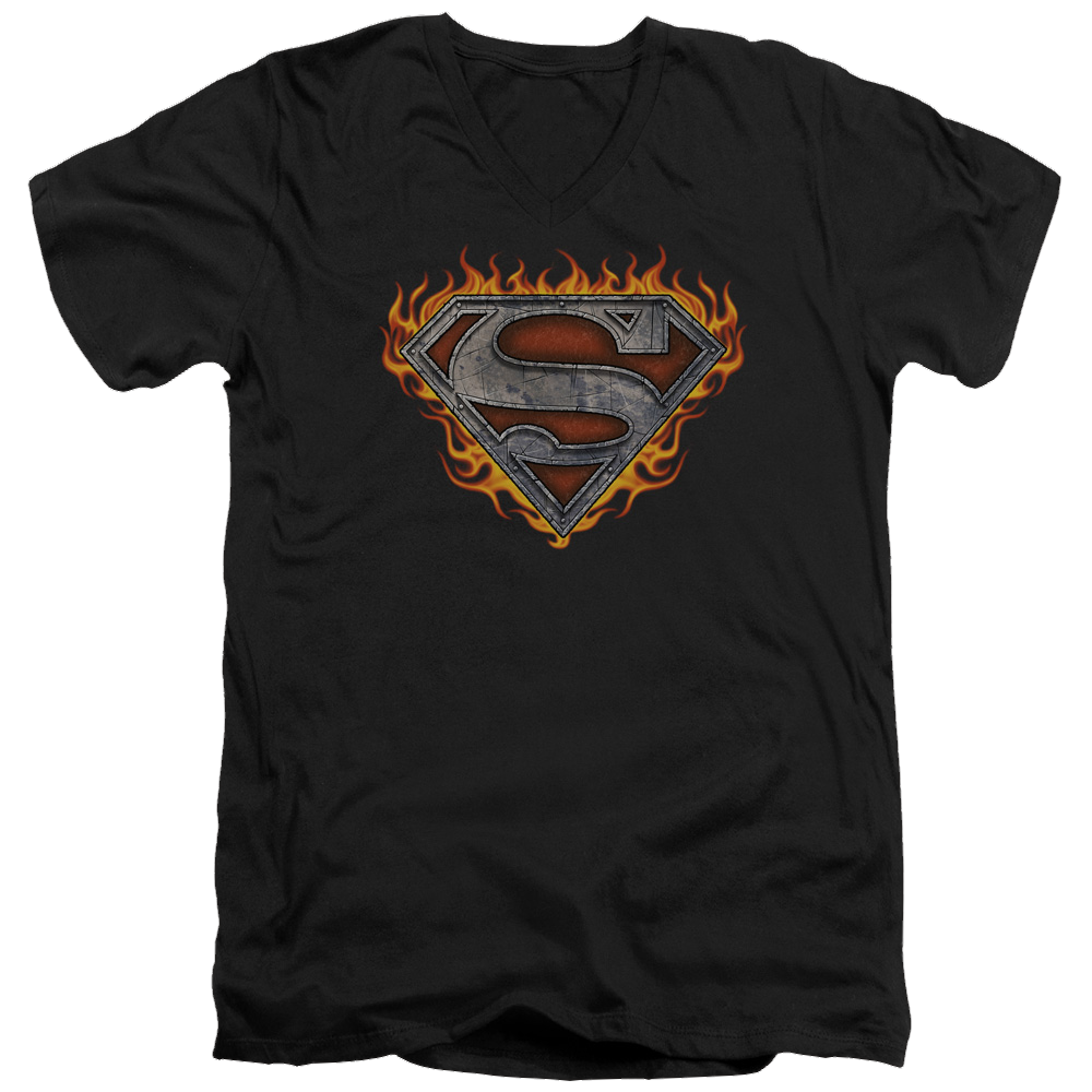 Superman Iron Fire Shield - Men's V-Neck T-Shirt Men's V-Neck T-Shirt Superman   